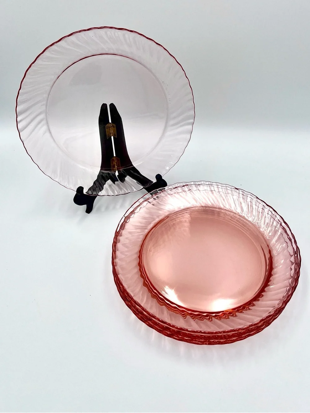Vintage Arcoroc France Rosaline Pink Swirl Salad Plates - Set of 6 (Sets #2-4)
